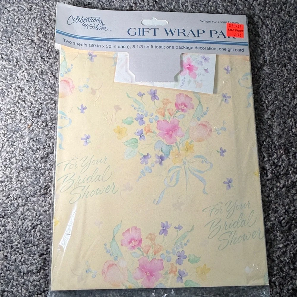 5/$25 VINTAGE Bridal Shower Wrapping Paper Floral Bouquet